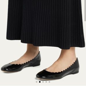 CHLOE Lauren Scalloped Patent Ballet Flats